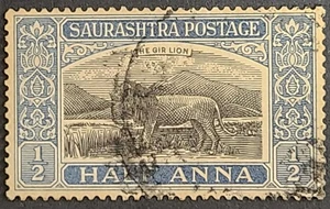 Soruth Saurashtra 1929 - India feudatory states - Gir Lion (Mi:IN-SO 19) - Picture 1 of 1