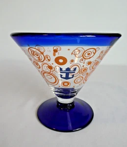 Kosta Boda Royal Caribbean Martini Glass 2009 Souvenir Blue & Orange 4" Tall - Picture 1 of 5