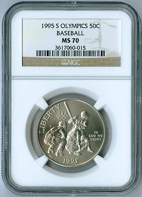 1995 S Atlanta Olympics Baseball Half Dollar Commemorative Coin NGC MS 70 MS70 - Image 1 of 2
