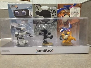 New In Box Super Smash Bros R.O.B. Mr Game & Watch And Duckhunt Amiibo - Picture 1 of 2