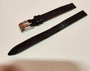 Kenneth Cole Black Leather Watch Band 10mm Regular Length Silver Tone Buckle - Picture 1 of 8