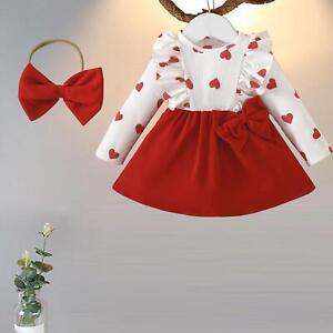 Newborn Baby Christmas Dress Fancy Dress Cute Girl Dress Heart Print Outfits