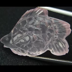 42.44Cts Amazing Natural Rose Quartz Fish Carving Shape Loose Gemstone - Picture 1 of 3