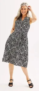 Vestido Camisa Croft & Barrow Sin Mangas Verano Y Talla XL - Azulejo Boho Negro - Imagen 1 de 4
