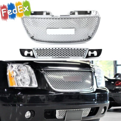 Fit For 2007-2014 GMC Yukon XL Denali Front Upper Lower Grille Molding US Chrome - Image 1 of 4
