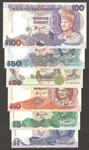 Set 6 Pcs Malaysia 1 5 10 20 50 100 Ringgit 1989 - 1995 High Grade Read Desc. - Picture 1 of 6