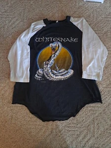 Vtg Whitesnake 1987 concert tour 2 sided Raglan Subliminal Art T Shirt L - Picture 1 of 6