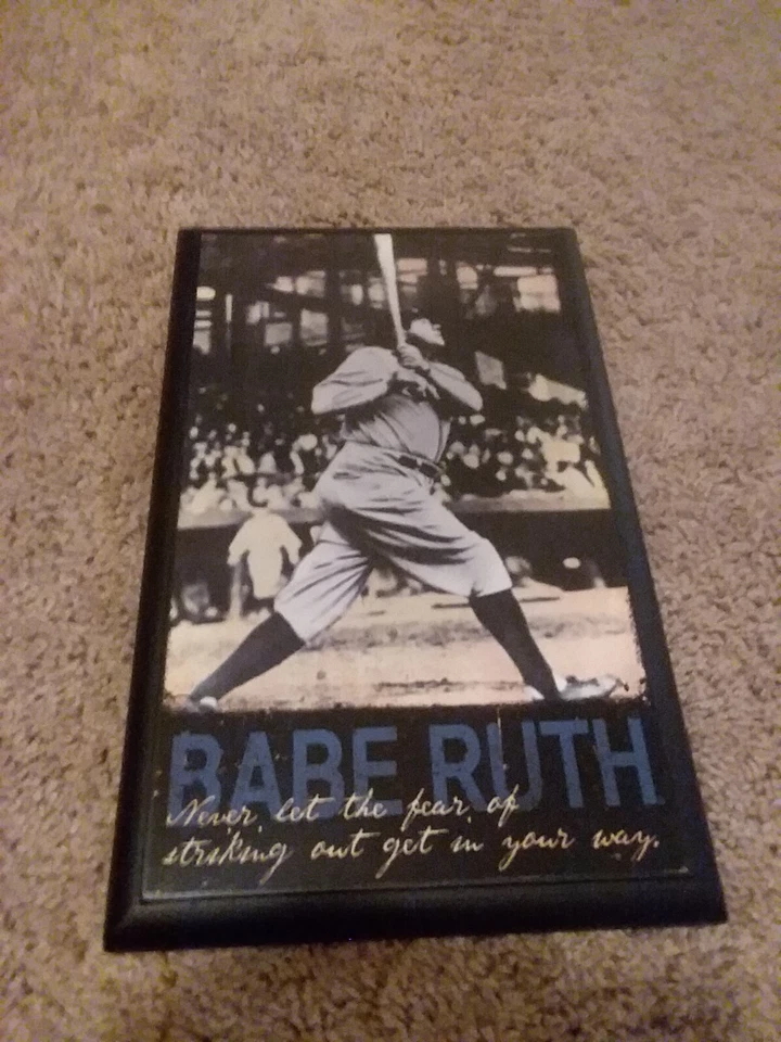 VINTAGE WOODEN BABE RUTH WALL DECOR PLAQUE - Image 1 of 1