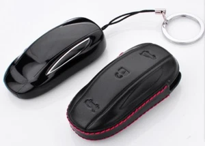 Funda protectora con llavero remoto inteligente de cuero para automóvil apta para Tesla Model X/S - Imagen 1 de 13