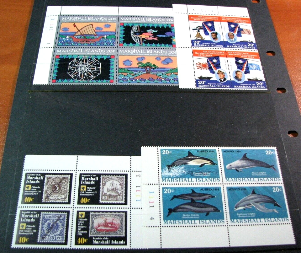 Marshall Islands Plate Block Scott# 34,53,57,62 Dolphins & etc. 1984 MNH  L743 - Image 1 of 1