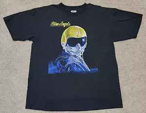 Vintage Blue Angels Blackbird Oneita Single Stitch 1992 90s Black Shirt XL Navy - Picture 1 of 11