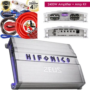 Hifonics Zeus ZG-2400.1D 2400W Mono Car Audio Amplifier + 4GA 2500W Amp Kit NEW - Picture 1 of 5