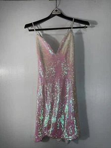 Mini Vestido Charlotte Russe Lentejuelas Iridiscentes Babydoll Correa Espagueti Talla M  - Imagen 1 de 5
