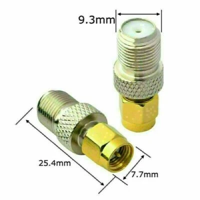 2x SMA Male (male pin) to F Type jack female  RF Coaxial Connector Adapters UK - Image 1 of 4