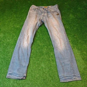 G-star attacc jeans Mens 33x32 straight blue button fly casual light wash denim - Picture 1 of 19