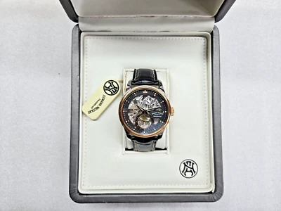 ARMAND NICOLET АВТОМАТИЧЕСКИЙ ЧЕРНЫЙ ЦИФЕРБЛАТ КОЖАНЫЕ МУЖСКИЕ ЧАСЫ D622AAA-NS-P713NR2 НОВЫЙ - Изображение 1 из 4