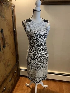 Carmen Marc Valvo Sweater Dress Small Black & White Sleeveless Knee Length - Picture 1 of 24