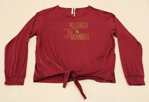 Lights Off Girl's Long Sleeve Allergic To Mornings Pajama Shirt EJ1 Red Size XL - Picture 1 of 3