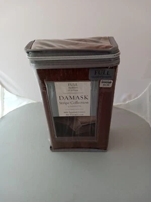 NIP Wamsutta Full Damask Bed Skirt Brown Stripe Collection 100% Egyptian cotton - Image 1 of 2