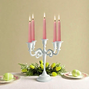 5 Arm White Gothic Metal Candelabra Candle Holders Home Decoration Centerpiece - Picture 1 of 8
