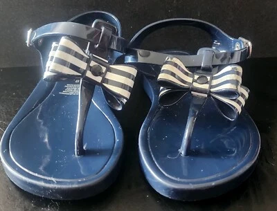 Baby GAP Shoes Size 8 Sandals Jelly Navy Blue Bows Summer Time Toddler  - Image 1 of 4