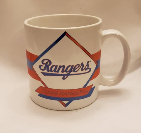Vintage MLB Baseball Russ Berrie & Co Coffee Mug CUP Texas Rangers USED Cover
