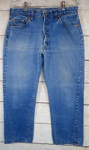 Vintage 80s Levi's 501 Jeans 33x26 (Tag 36X30) USA Redline Selvedge 524 Button