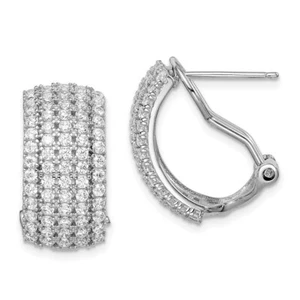 19.46mm Sterling Silver Rhodium-Plated CZ 5-Row Omega-Back Earrings - Picture 1 of 7