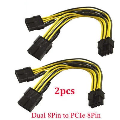 2pcs Tesla NVIDIA dual 8 to 8 Graphics Card Power Cable K80 M40 M60 P40 P100 GPU - Image 1 of 4