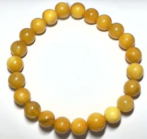 Bracciale 9mm Autentico Tuorlo d'uovo del Baltico Ambra Perline JY3801 - Foto 1 di 1