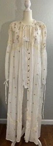Free People Chasin Frühling Maxi Body Kleid Knopf Blumen Stickerei L - Bild 1 von 9