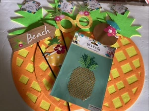 4 Pineapple Placemats Felt 15” 2 Shop Worn Plus Window Sticker Props - Picture 1 of 8