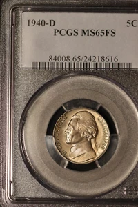 1940 D Jefferson Nickel PCGS MS65FS - NICE TONING - Picture 1 of 6