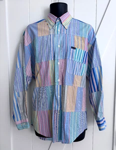 Faconnable Mens Dress Shirt M Med Patchwork Colorblock Designed Albert Goldberg - Picture 1 of 13