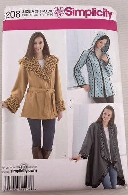 Simplicity 2208 Misses Fleece Jackets coats Sewing Pattern Size XS-XL 6-24 Uncut - Image 1 of 3