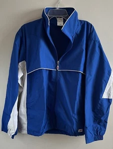 Vintage Windbreaker Adult Medium Track Jacket SOFFE Full Zip Blue Vented - Picture 1 of 9
