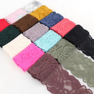 10Y Elastic Band Rose Flower Trim Lace Embroidered Stretchy Clothing Sewing DIY - Bild 1 von 27