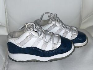 Air Jordan 11 Retro Low Sneakers Snakeskin Blue White Toddler Size 8C CD6849-102