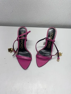 TOM FORD Leather Padlock Heels Pink Stiletto Heel 37 1/2 - Image 1 of 4