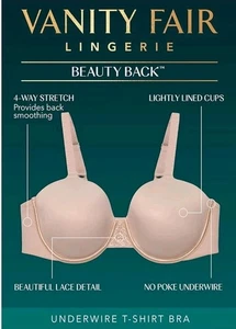 Vanity Fair Style 76380 Full Figure Size 42H Padded Beauty Back Smooth Bra Nude - Picture 1 of 6