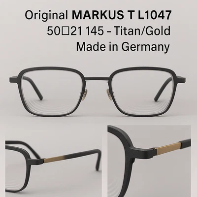 MARKUS T L1047 Titan Brille Dunkelgrau Gold 50□21 145 Made in Germany - Bild 1 von 4