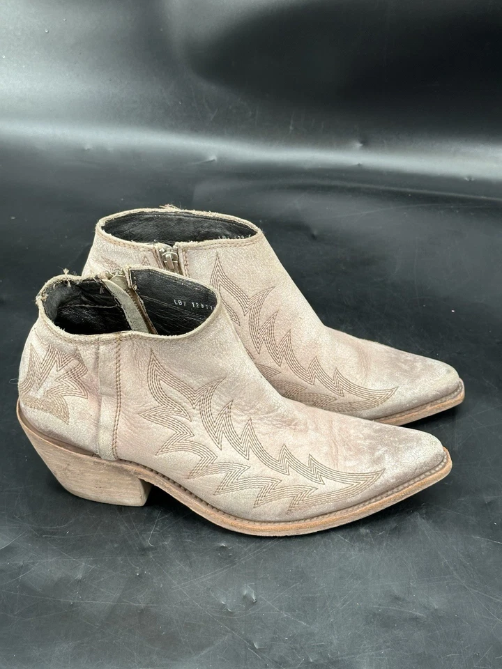 Botas de Vaquero Liberty de Cuero Negro Tostado con Cremallera al Tobillo Botín para Mujer Talla 10 Hechas en México Foto 1 de 4