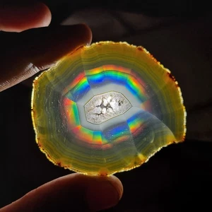 51.10 Ct Gorgeous Rainbow Iris Agate Slice Top Quality Indonesia Iris Agate Slab - Picture 1 of 6