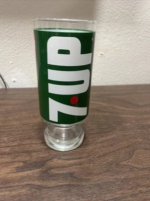 7-Up The Uncola Tall Pedestal Glass 7” Tall 12oz Wet & Wild - Image 1 of 4