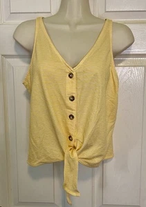 Summer Tie-front Striped Yellow Top Size 10 - Picture 1 of 8