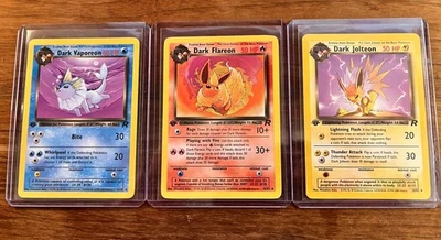 Dark Flareon, Jolteon, Vaporeon 1st edition Team Rocket WOTC vintage Pokemon NM - Image 1 of 4
