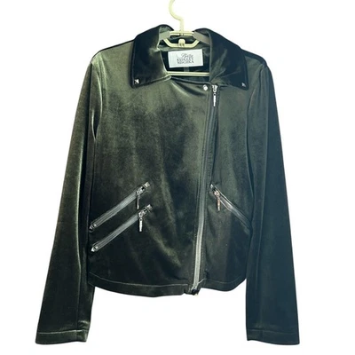 Chaqueta de moto Badgley Mischka para mujer talla M grunge terciopelo roca bolsillos para dinero antiguo Foto 1 de 4