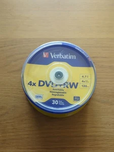 Verbatim DVD+RW Discs 4.7GB 4x Spindle 30/Pack 94834 - Afbeelding 1 van 3