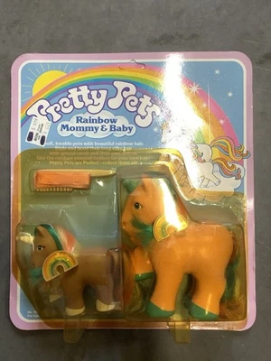 Винтажный Remco радуга красивые домашние животные мама и ребенок пони редкая запечатанный новый 1984 - Изображение 1 из 3