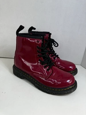 Botas Dr. Martens Junior 1460 Rojo Brillo Cósmico Cremallera Lateral Con Cordones TALLA US 2 USADAS Foto 1 de 4